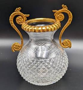 Small Vintage Cut Glass Vase and Trinket Box