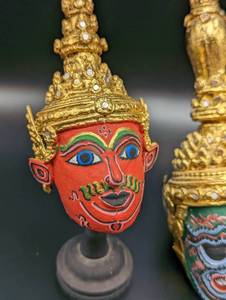 Miniature Painted Wood Thai Masks