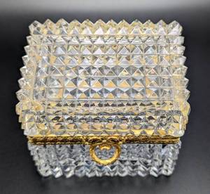 French Crystal and Brass Trinket Box