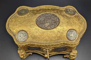 Antique Gilt Jewelry Casket