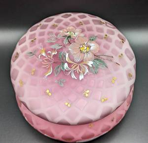 Antique Burmeseware Pink Glass Collars and Cuffs Box