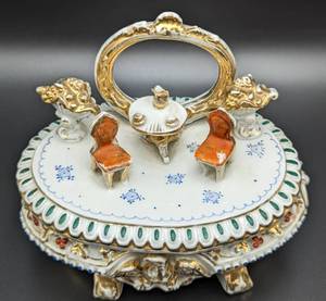 Antique Fairing Porcelain Trinket Box
