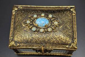 West Germany Stone Topped Crystal Trinket Box
