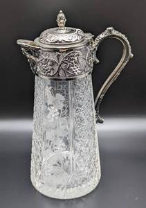 Vintage Crystal and Silver Plated Figural Claret Pitcher