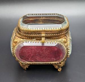 Miniature Antique Beveled Glass Jewelry Casket