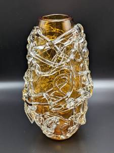 Unique Artisan Yellow Art Glass Vase