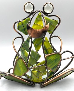 Darling Art Glass Frog Votive Holder