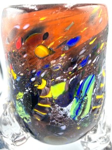 Stunning Signed Art Glass Footed Vase