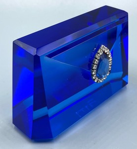 Nicole Miller Home Cobalt Blue Decorative Purse Shaped Paperweight with Gemstone Accents