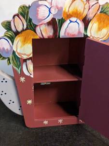 Decorative Painted Wood Teapot Wall Cabinet