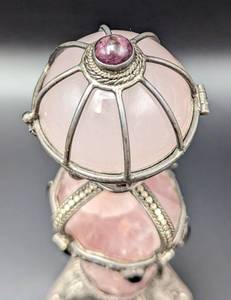 Rose Quartz and Sterling Silver Stand
