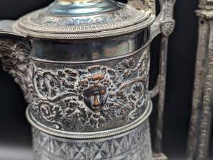 Vintage Cut Glass and Silver Plated Figural Claret Jug