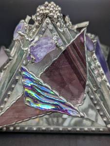 Stone Topped Stained Glass Trinket Box