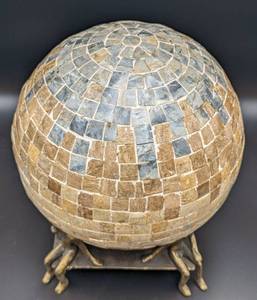 Decorative Tiled Ball and Figural Stand