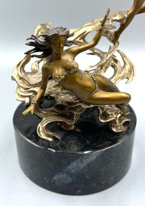 Brass Sculpture on a Marble Base by Julie Bell