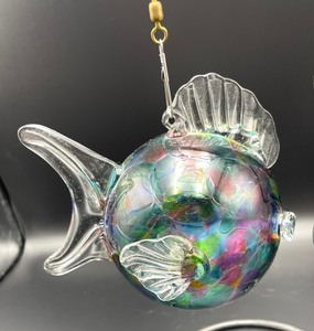 Beautiful Blown Glass Fish with a Metal Display Stand