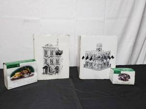 lot 52 image: Lot Of Department 56 Christmas In The City Holiday Village Dcor Pieces - Hollydales, Ivy Terrace, & More