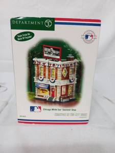 lot 39 image: Department 56 Chicago White Sox Souvenir Shop Holiday Village Dcor Piece