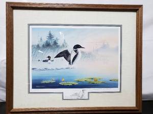 lot 107 image: Jerry Raedeke Print Loon Dance 1
