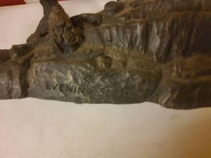 lot 19 image: Evening scout, bronze mule deer statue.