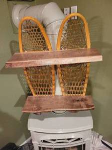 lot 106 image: Snowshoe Display Rack w Black Walnut Planks (Stunning)