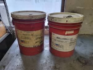 lot 196 image: Spartan EP320 gear Oil (Partial 5-Gallon Bucket) and Humble Hydraulic H-68 Oil (Partial 5-Gallon Bucket)