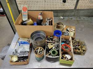 lot 34 image: Large Lot of Assorted Hardware, Brass Fittings, Ford Parts and More