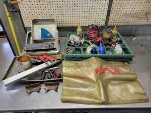 lot 39 image: Large Lot of Parts Trays, Hardware, Blow Guns and More