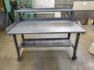lot 83 image: Steel Workshop Table - 60 x 36 x 33