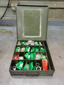 lot 98 image: Parts Organizer w LUCAS Test Plugs and More