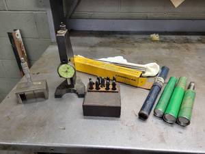 lot 101 image: Federal C8IS .001 Precision Dial Indicator, Number Punch kit, Craftsman Micrometer, Caterpillar & Stanadyne Reamers
