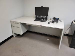 lot 255 image: Steel Desk with Laminate Top - ELECTRONICS NOT INCLUDED