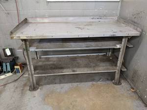 lot 57 image: Steel Workshop Table  - 60 x 28 x 34