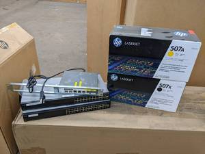 lot 287 image: Cisco Switches and HP LaserJet Enterprise Toners - See Description for Details