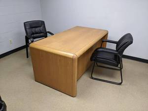 lot 292 image: Office Furniture - (1) Desk, (2) Office Chairs