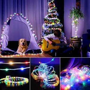 lot 43 image: NBJ LED Rope Lights Battery Operated String Lights Color Changing Rope Tube Fairy Lights 120 LEDs 8 Modes