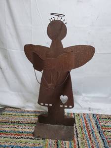 Metal Yard Art Angel Plant Stand