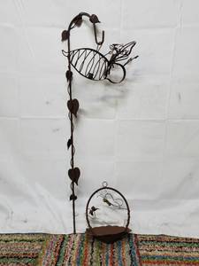 Bee and Butterfly Themed Metal Yard Art