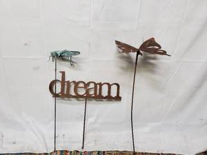 Butterfly, Grasshopper, and Dream Metal Yard Art