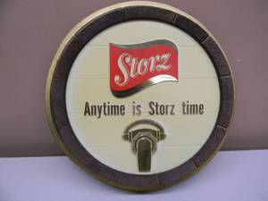 lot 3 image: RARE - Vintage Storz Beer Light Sign - Plastic Barrell - Anytime Is Storz Time GREAT PIECE - VERY NICE - WORKS - APPROX 14 - SEE PICTURES