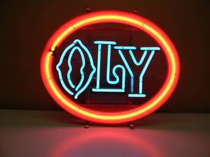 lot 4 image: VINTAGE OLY OLYMPIA BEER NEON LIGHT - AWESOME OLD SCHOOL PIECE - NICE - WORKS - APPROX 19 By 16 - SEE PICTURES