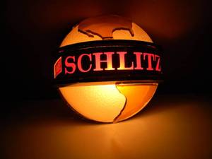 lot 5 image: VINTAGE 1960s SCHLITZ BEER BAR BACK WALL HANGING GLOBE LIGHT - AWESOME PIECE - WORKS - APPROX 7.5 - SEE PICTURES