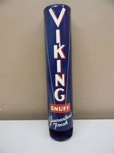 lot 9 image: Vintage Metal VIKING SNUFF Tobacco Can Metal Display Advertising Dispenser - RARE FANTASTIC PIECE - GREAT DISPLAY PIECE FOR THE CAVE - APPROX 16 - SEE PICTURES