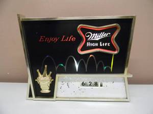 lot 13 image: VINTAGE 1960s Enjoy Life Miller High Life MOTION BOUNCING BALL CLOCK - CLOCK & MOTION WORK - FANTASTIC PIECE - SEE PICTURES