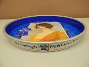 lot 19 image: Vintage PABST BLUE RIBBON BEER METAL SERVING TRAY 13 THE QUALITY ALWAYS COMES THROUGH - GREAT PIECE - SEE PICTURES