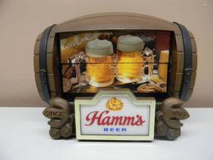 lot 23 image: VINTAGE 1960s - HAMMS BEER LIGHTED MOTION FLIP SIGN BARREL 9 SCENES  SINCE 1865 - FANTASTIC AWESOME OLD SCHOOL PIECE - WORKS - APPROX 11 By 7 - NICE - SEE PICTURES