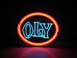 lot 33 image: VINTAGE OLY OLYMPIA BEER NEON LIGHT - AWESOME OLD SCHOOL PIECE - NICE - WORKS - APPROX 19 By 16 - SEE PICTURES