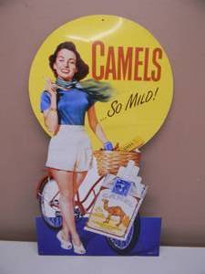 lot 44 image: VINTAGE 1996 CAMEL SO MILD TIN ADVERTISING SIGN - COOL PIECE - NICE - APPROX 14 By 25 - SEE PICTURES