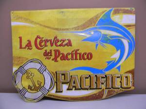 lot 46 image: VINTAGE PACIFICO La Cerveza TIN SIGN - COOL PIECE - NICE - APPROX 24 By 18 - SEE PICTURES