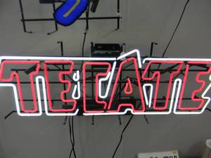 lot 48 image: RARE - VINTAGE LARGE TECATE NEON LIGHT  - GREAT PIECE - WORKS - NICE - APPROX 48 By 17 - SEE PICTURES